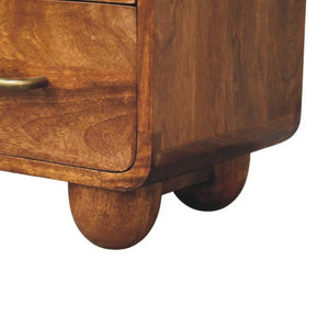 English Elm Solid Wood Sculptural Nightstand with Genuine Marble Top for Modern Bedrooms B182P490966