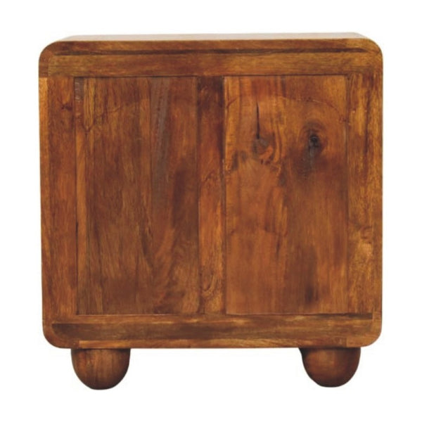 English Elm Solid Wood Sculptural Nightstand with Genuine Marble Top for Modern Bedrooms B182P490966