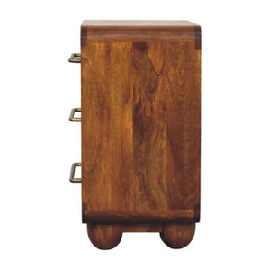 English Elm Solid Wood Sculptural Nightstand with Genuine Marble Top for Modern Bedrooms B182P490966
