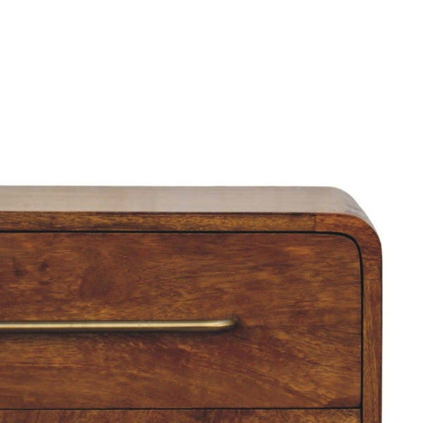 English Elm Solid Wood Sculptural Nightstand with Genuine Marble Top for Modern Bedrooms B182P490966