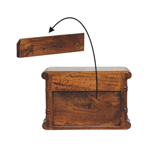 English Elm Bamboo Inspired Floating Nightstand Solid Mango Wood Wall Mounted Bedroom Storage B182P510064