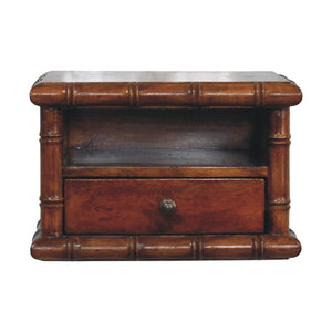 English Elm Bamboo Inspired Floating Nightstand Solid Mango Wood Wall Mounted Bedroom Storage B182P510064
