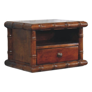 English Elm Bamboo Inspired Floating Nightstand Solid Mango Wood Wall Mounted Bedroom Storage B182P510064