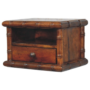 English Elm Bamboo Inspired Floating Nightstand Solid Mango Wood Wall Mounted Bedroom Storage B182P510064