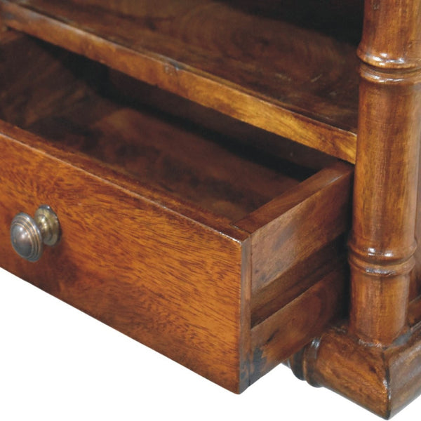 English Elm Bamboo Inspired Floating Nightstand Solid Mango Wood Wall Mounted Bedroom Storage B182P510064