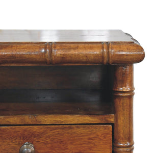 English Elm Bamboo Inspired Floating Nightstand Solid Mango Wood Wall Mounted Bedroom Storage B182P510064