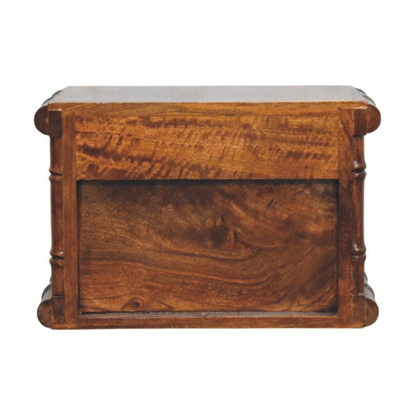English Elm Bamboo Inspired Floating Nightstand Solid Mango Wood Wall Mounted Bedroom Storage B182P510064