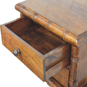 English Elm Bamboo and Mango Wood Floating Nightstand with Two Drawers for Small Bedrooms B182P510065