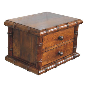 English Elm Bamboo and Mango Wood Floating Nightstand with Two Drawers for Small Bedrooms B182P510065