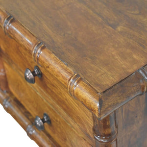 English Elm Bamboo and Mango Wood Floating Nightstand with Two Drawers for Small Bedrooms B182P510065