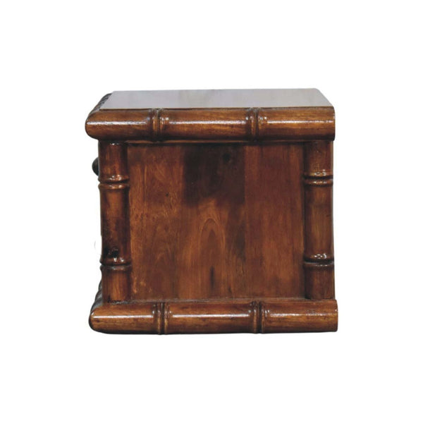 English Elm Bamboo and Mango Wood Floating Nightstand with Two Drawers for Small Bedrooms B182P510065