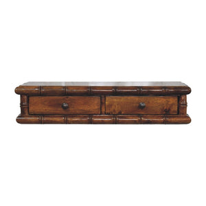 English Elm Bamboo Inspired Mango Wood Console with Two Drawers for Entryways and Hallways B182P510066