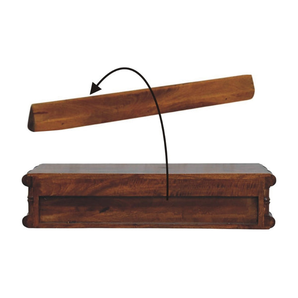 English Elm Bamboo Inspired Mango Wood Console with Two Drawers for Entryways and Hallways B182P510066