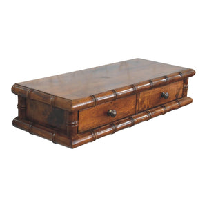 English Elm Bamboo Inspired Mango Wood Console with Two Drawers for Entryways and Hallways B182P510066