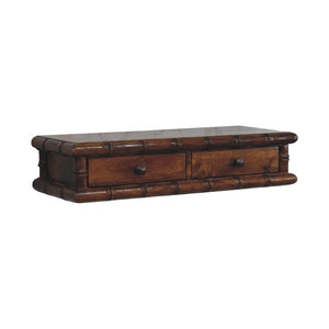 English Elm Bamboo Inspired Mango Wood Console with Two Drawers for Entryways and Hallways B182P510066