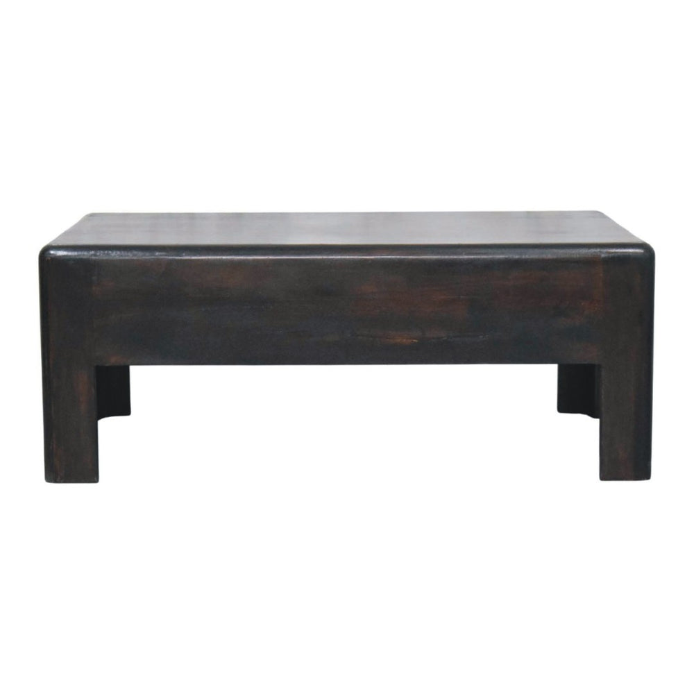 English Elm Velvet Mocha Solid Wood Block Coffee Table Low Profile Living Room Centerpiece B182P510067