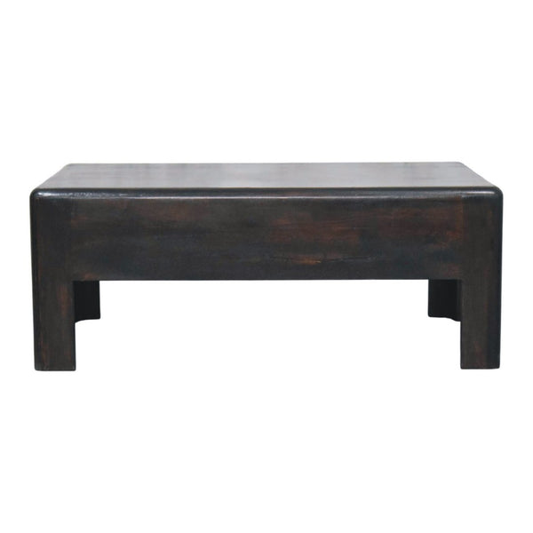English Elm Velvet Mocha Solid Wood Block Coffee Table Low Profile Living Room Centerpiece B182P510067
