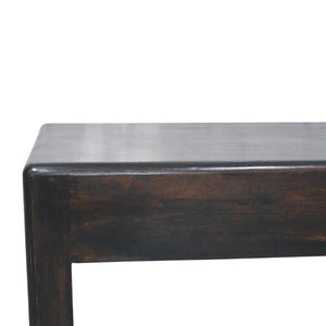 English Elm Velvet Mocha Solid Wood Block Coffee Table Low Profile Living Room Centerpiece B182P510067