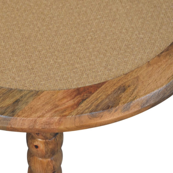 English Elm Spindle Leg Round Rattan Coffee Table Handcrafted Mango Wood for Boho Living Rooms B182P510068