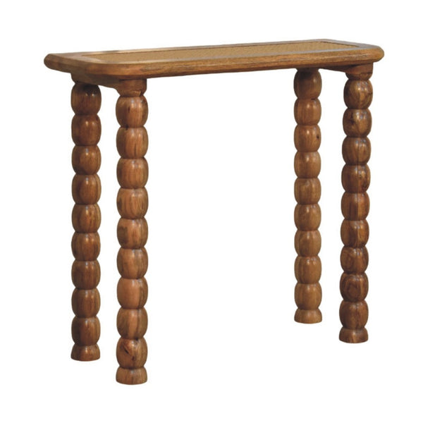 English Elm Spindle Rattan Inlay Mango Wood Console Table for Entryways and Narrow Spaces B182P510069