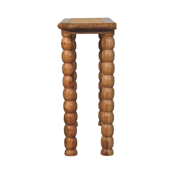 English Elm Spindle Rattan Inlay Mango Wood Console Table for Entryways and Narrow Spaces B182P510069