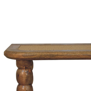 English Elm Spindle Rattan Inlay Mango Wood Console Table for Entryways and Narrow Spaces B182P510069