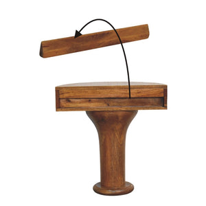 English Elm Pedestal Curved Mango Wood Nightstand with Drawer for Bedroom Organic Modern Decor B182P510070