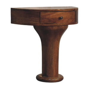 English Elm Pedestal Curved Mango Wood Nightstand with Drawer for Bedroom Organic Modern Decor B182P510070