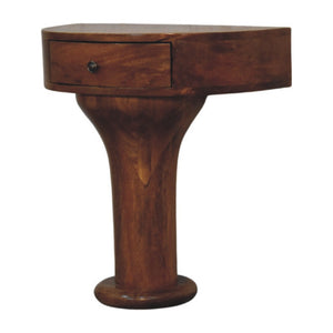 English Elm Pedestal Curved Mango Wood Nightstand with Drawer for Bedroom Organic Modern Decor B182P510070