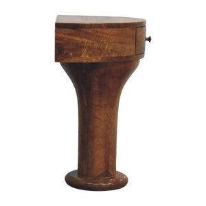 English Elm Pedestal Curved Mango Wood Nightstand with Drawer for Bedroom Organic Modern Decor B182P510070