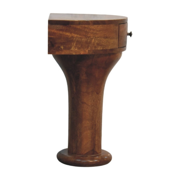 English Elm Pedestal Curved Mango Wood Nightstand with Drawer for Bedroom Organic Modern Decor B182P510070