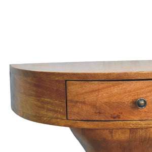 English Elm Pedestal Curved Mango Wood Nightstand with Drawer for Bedroom Organic Modern Decor B182P510070
