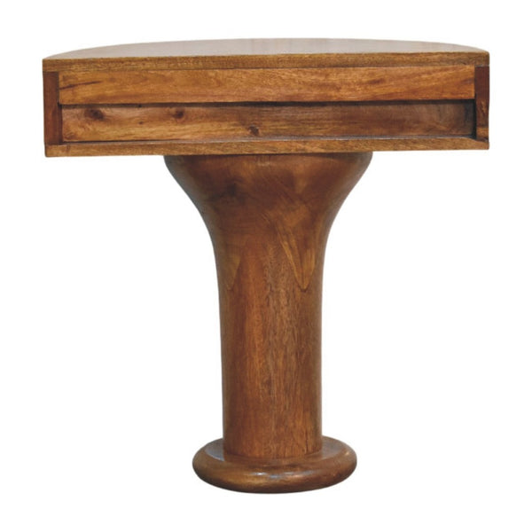 English Elm Pedestal Curved Mango Wood Nightstand with Drawer for Bedroom Organic Modern Decor B182P510070