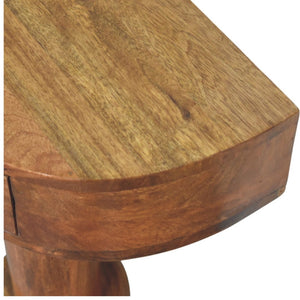 English Elm Pedestal Curved Mango Wood Nightstand with Drawer for Bedroom Organic Modern Decor B182P510070
