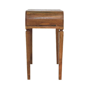 English Elm Curved Mango Wood Writing Desk with Open Shelf and Drawer for Home Office B182P510071