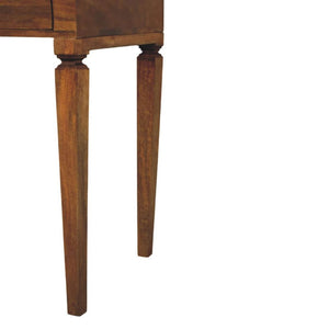 English Elm Curved Mango Wood Writing Desk with Open Shelf and Drawer for Home Office B182P510071