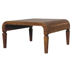 English Elm Curved Solid Wood Round Coffee Table Low Profile Sculptural Base for Modern Living Rooms B182P510072