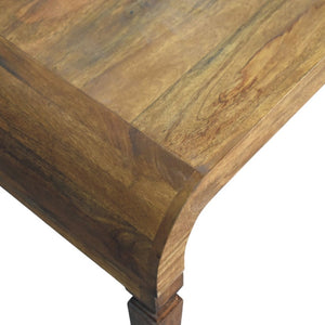 English Elm Curved Solid Wood Round Coffee Table Low Profile Sculptural Base for Modern Living Rooms B182P510072