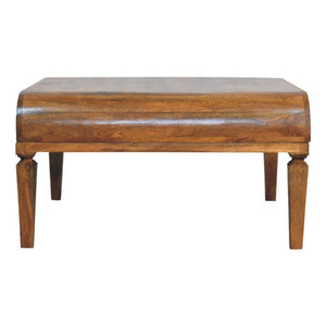 English Elm Curved Solid Wood Round Coffee Table Low Profile Sculptural Base for Modern Living Rooms B182P510072