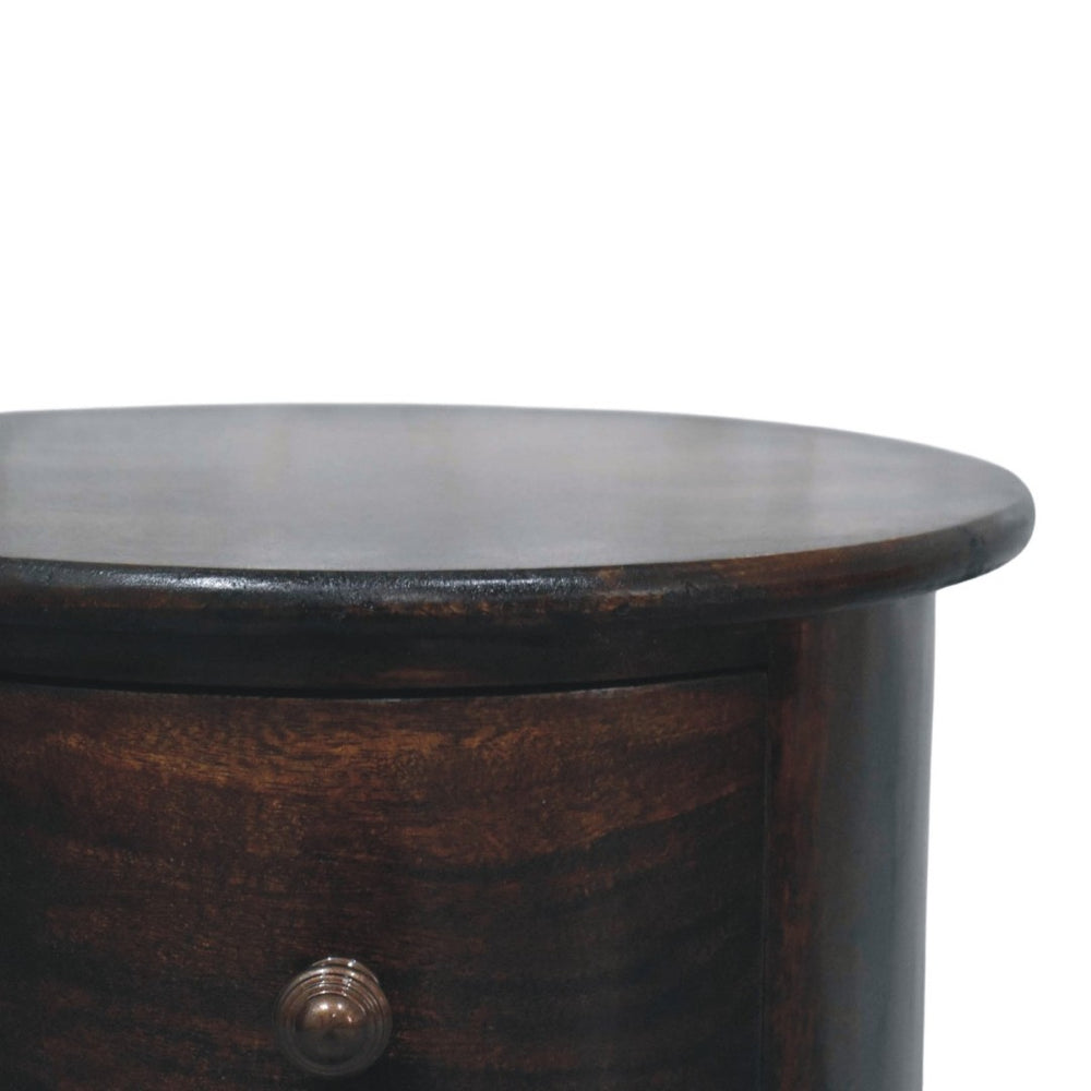 English Elm California Walnut Solid Mango Wood Drum Chest Three Drawer Sculptural Storage B182P510074