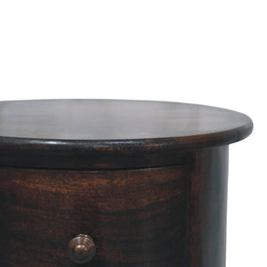 English Elm California Walnut Solid Mango Wood Drum Chest Three Drawer Sculptural Storage B182P510074