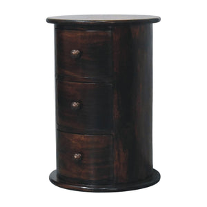 English Elm California Walnut Solid Mango Wood Drum Chest Three Drawer Sculptural Storage B182P510074