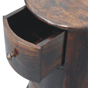 English Elm California Walnut Solid Mango Wood Drum Chest Three Drawer Sculptural Storage B182P510074