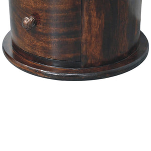 English Elm California Walnut Solid Mango Wood Drum Chest Three Drawer Sculptural Storage B182P510074