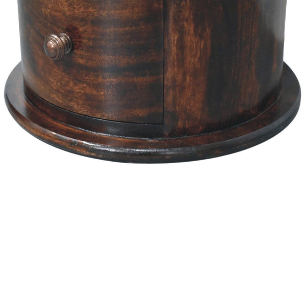 English Elm California Walnut Solid Mango Wood Drum Chest Three Drawer Sculptural Storage B182P510074