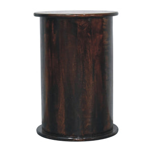 English Elm California Walnut Solid Mango Wood Drum Chest Three Drawer Sculptural Storage B182P510074
