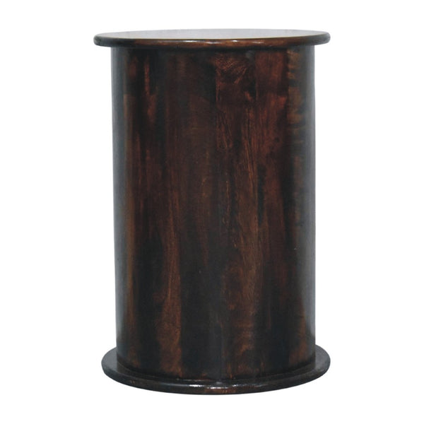 English Elm California Walnut Solid Mango Wood Drum Chest Three Drawer Sculptural Storage B182P510074