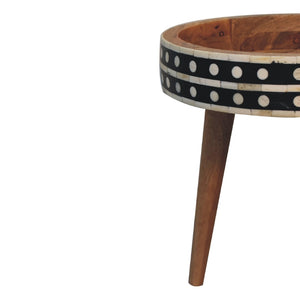 English Elm Mini Mango Wood Tripod End Table with Bone Inlay Detail for Small Spaces B182P510076