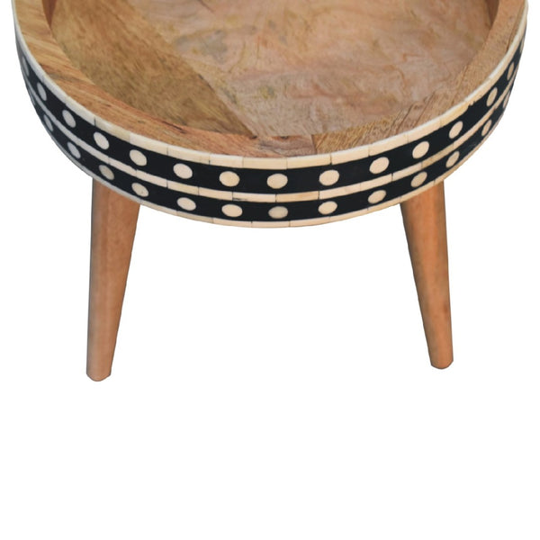 English Elm Mini Mango Wood Tripod End Table with Bone Inlay Detail for Small Spaces B182P510076