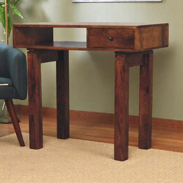 English Elm Tula Solid Mango Wood Writing Desk with Drawer Handcrafted for Home Office Use B182P510077